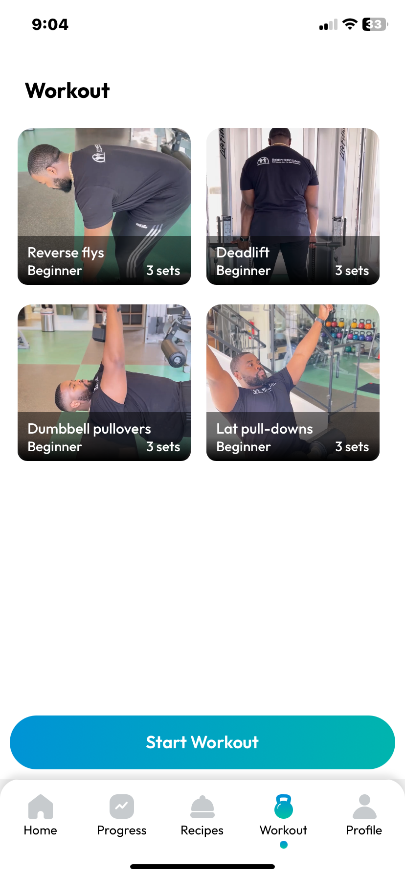BodyRecomp workout screen